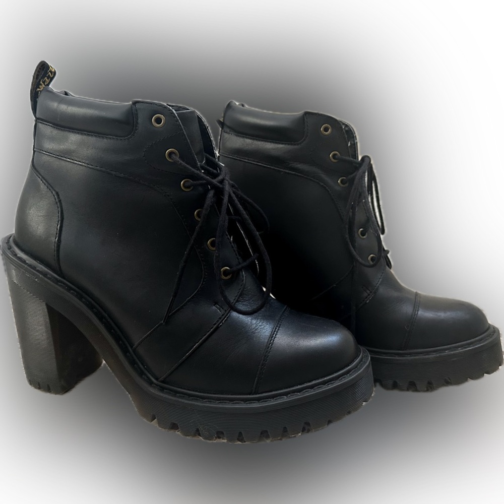Doc Marten’s Black Leather Heeled Ankle Boots